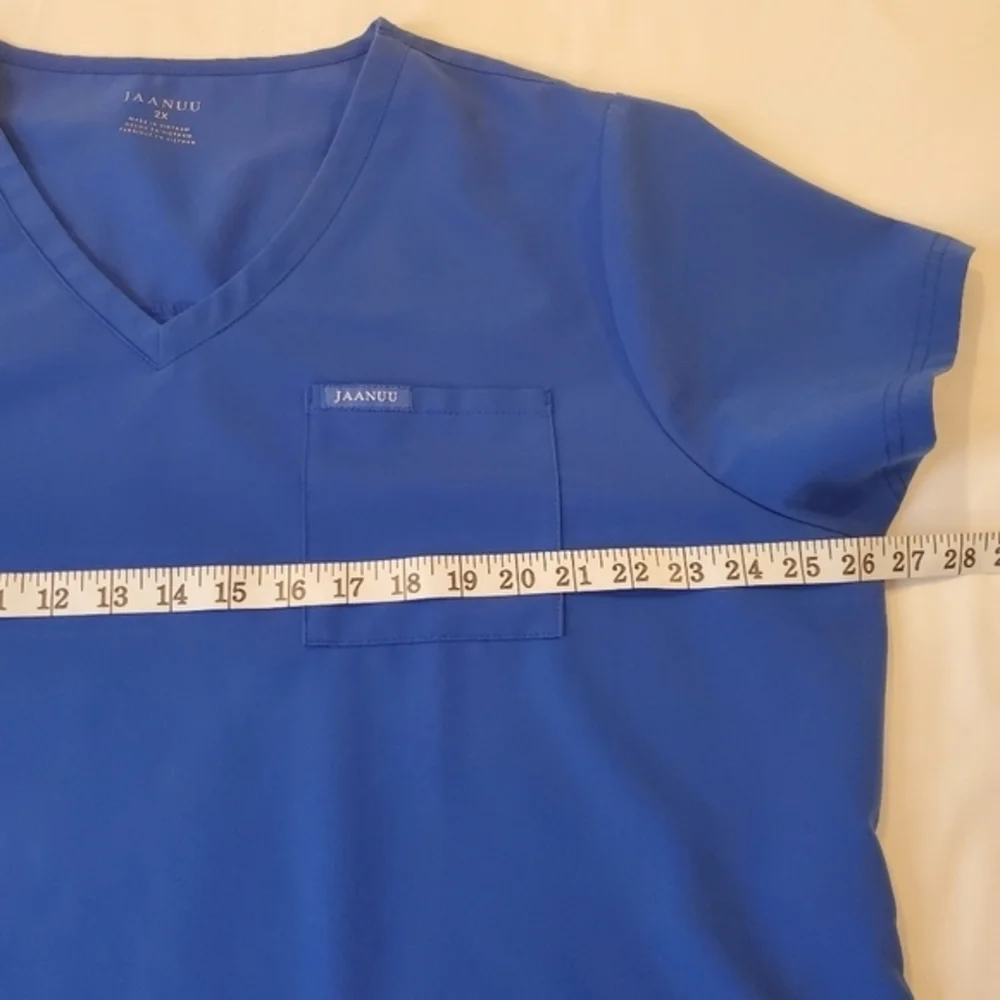 Jaanuu Scrub‎ Top Women's Plus Size 2X Royal Blue V-neck J96181C